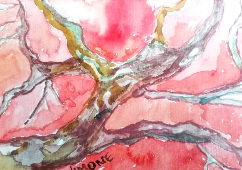 EMILIO JIMONE | Detalle de Jacaranda en otoño | Watercolor on paper 22 cm x 14 cm