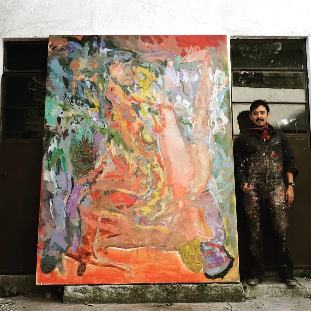 Homenaje a George Baselitz y al maestro de muchos artistas duchos al finado don Gilberto Aceves Navarro, 2015.