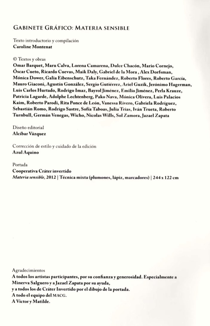 Respaldo, Materia sensible, 2013.